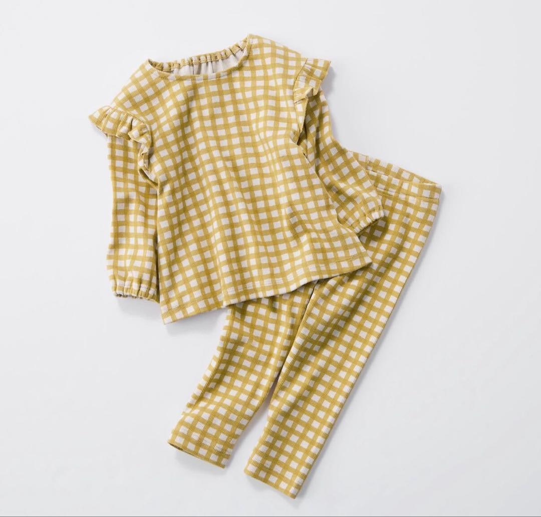 【新品】UNIQLOBABY リブクルーネックTシャツ ギンガムチェック 無印の写真2枚目