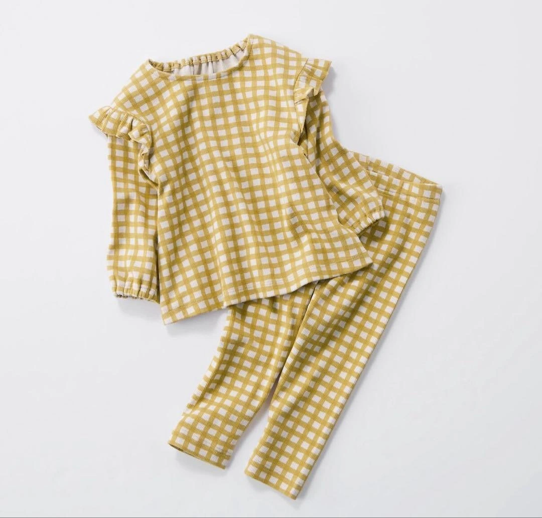【新品】UNIQLOBABY リブクルーネックTシャツ ギンガムチェック 無印の写真2枚目