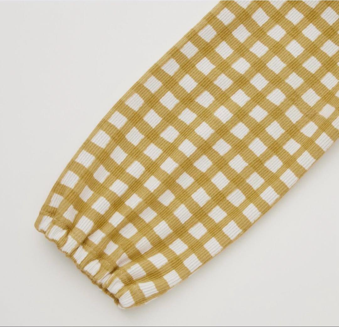 【新品】UNIQLOBABY リブクルーネックTシャツ ギンガムチェック 無印の写真4枚目