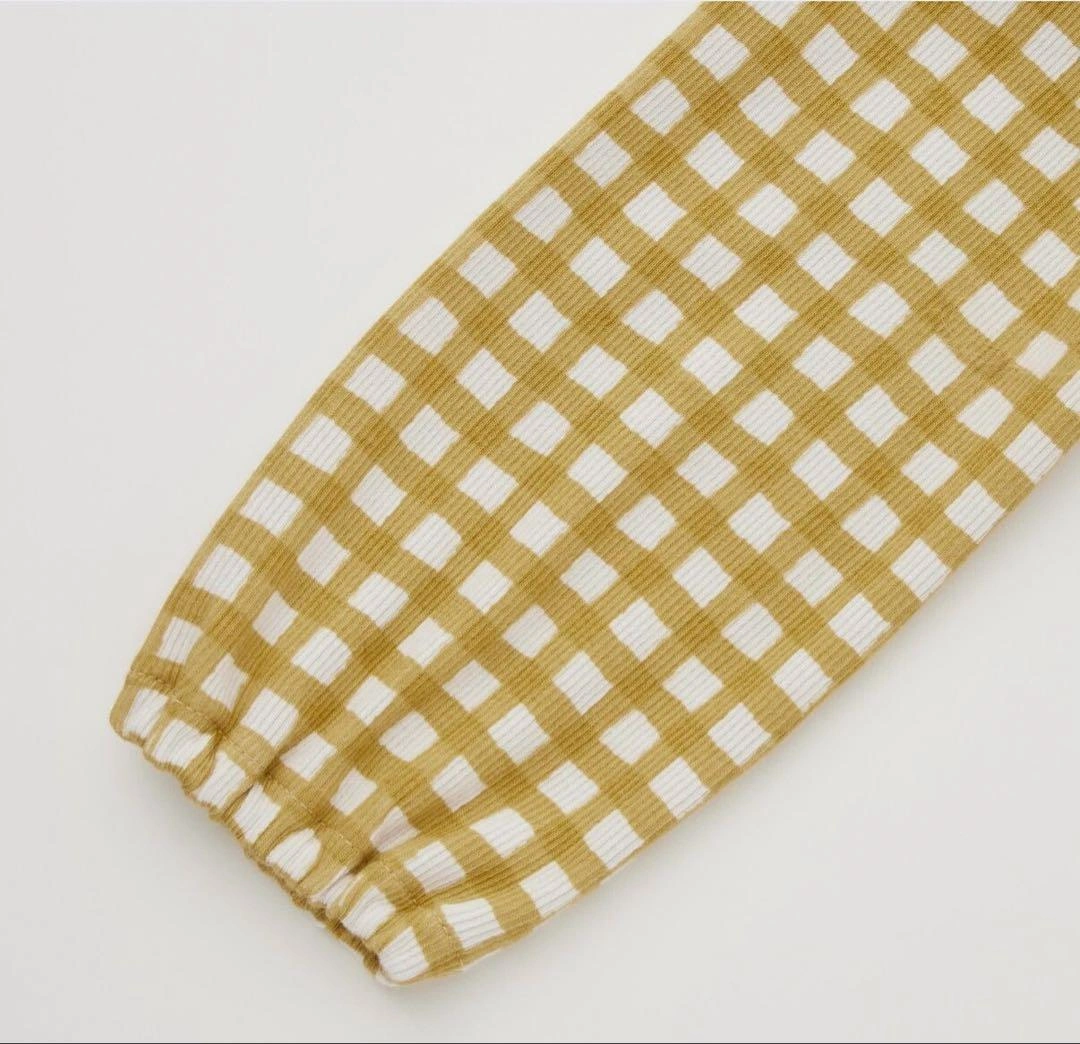 【新品】UNIQLOBABY リブクルーネックTシャツ ギンガムチェック 無印の写真4枚目