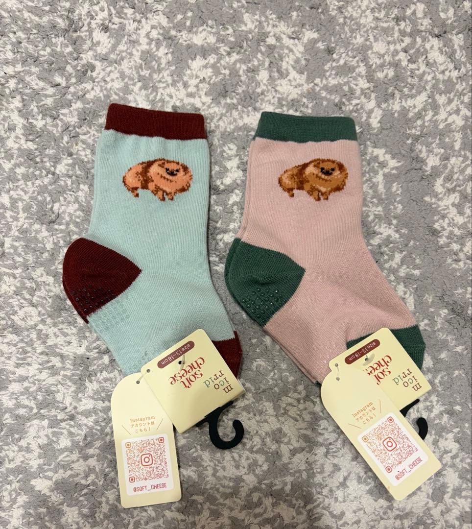 【2点セット】softcheese ソックス 靴下 ポメラニアン 13-18cm