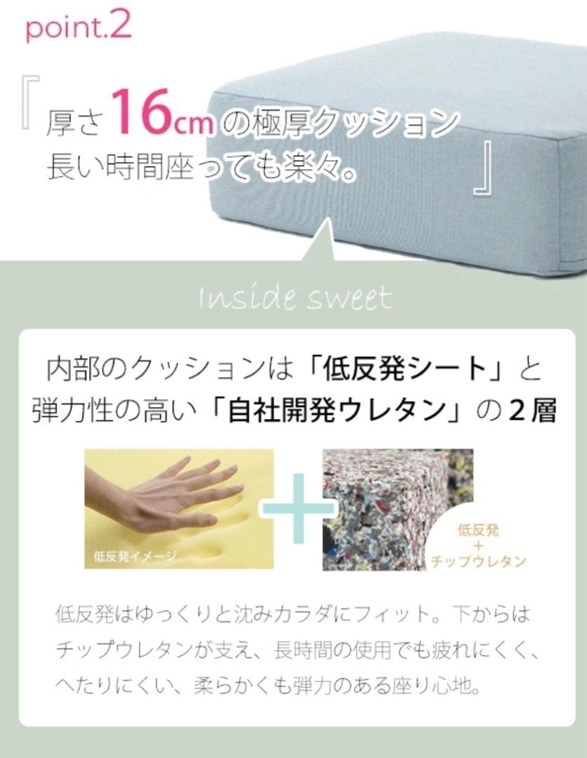 SWEET カバーが洗える『極厚』クッションの写真5枚目