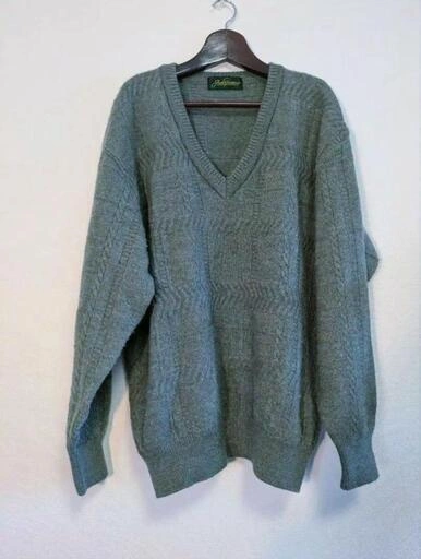 美品・国産ビンテージ Jack Nicklaus ジャックニクラス Vネックニット 100%ウール 緑