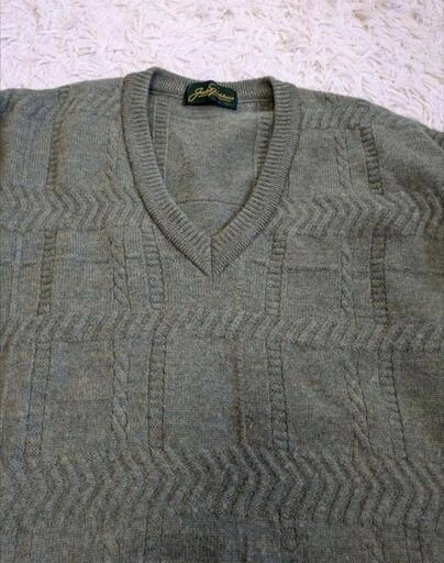 美品・国産ビンテージ Jack Nicklaus ジャックニクラス Vネックニット 100%ウール 緑の写真5枚目
