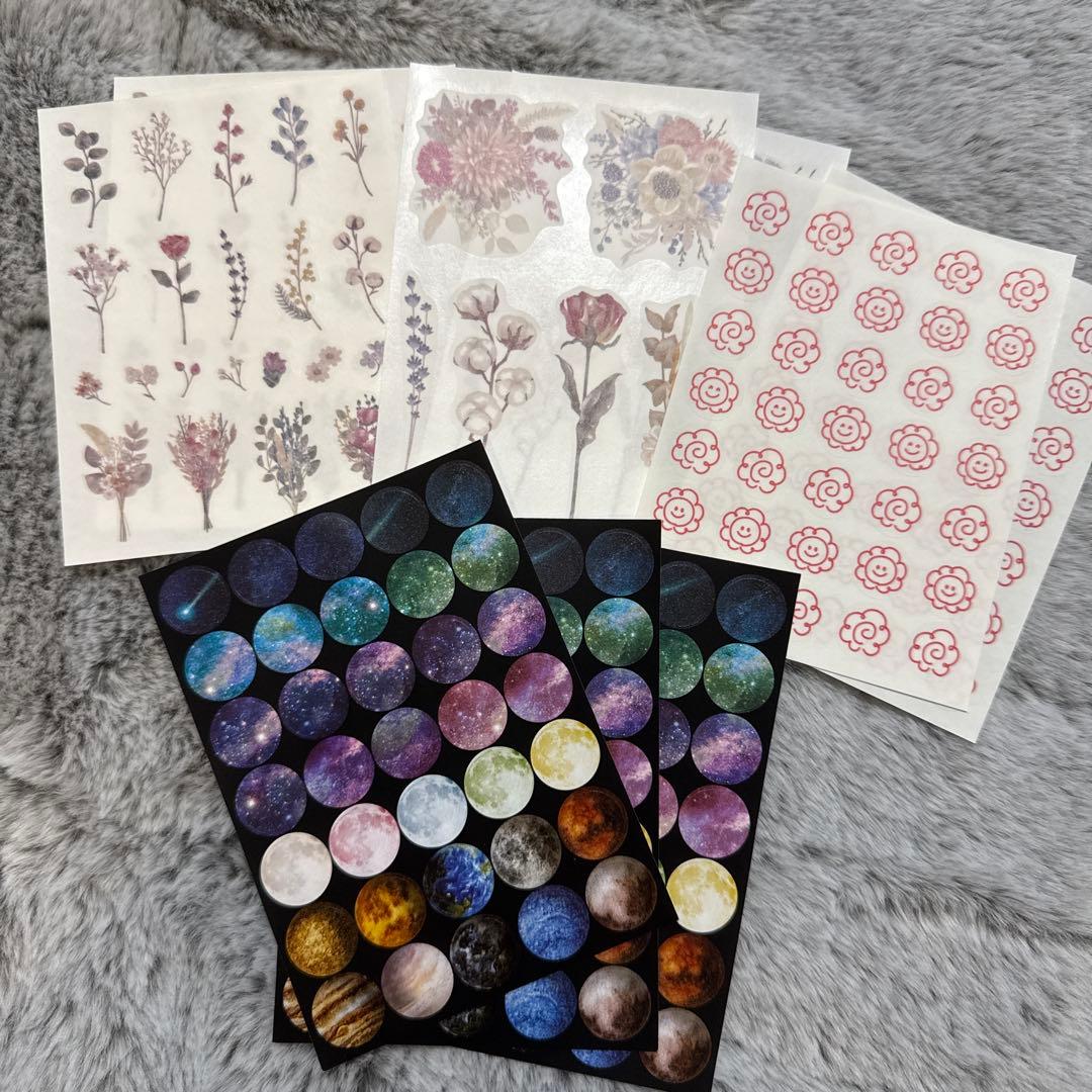 花柄・宇宙柄シールセット 9シート