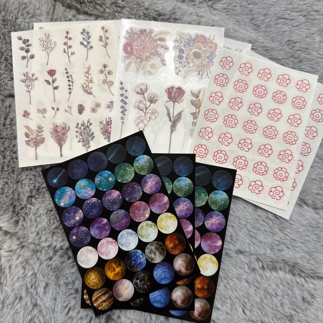 花柄・宇宙柄シールセット 9シート