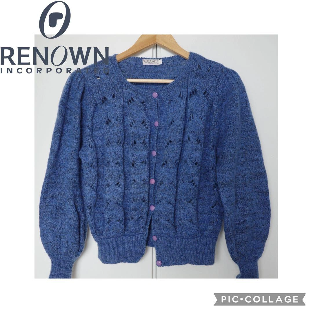 RENOWN SURE LADY カーディガン Mサイズ 青 ニット ブルー