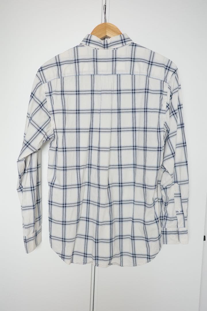 UNIQLO チェック柄 長袖シャツ M 水色 白の写真3枚目