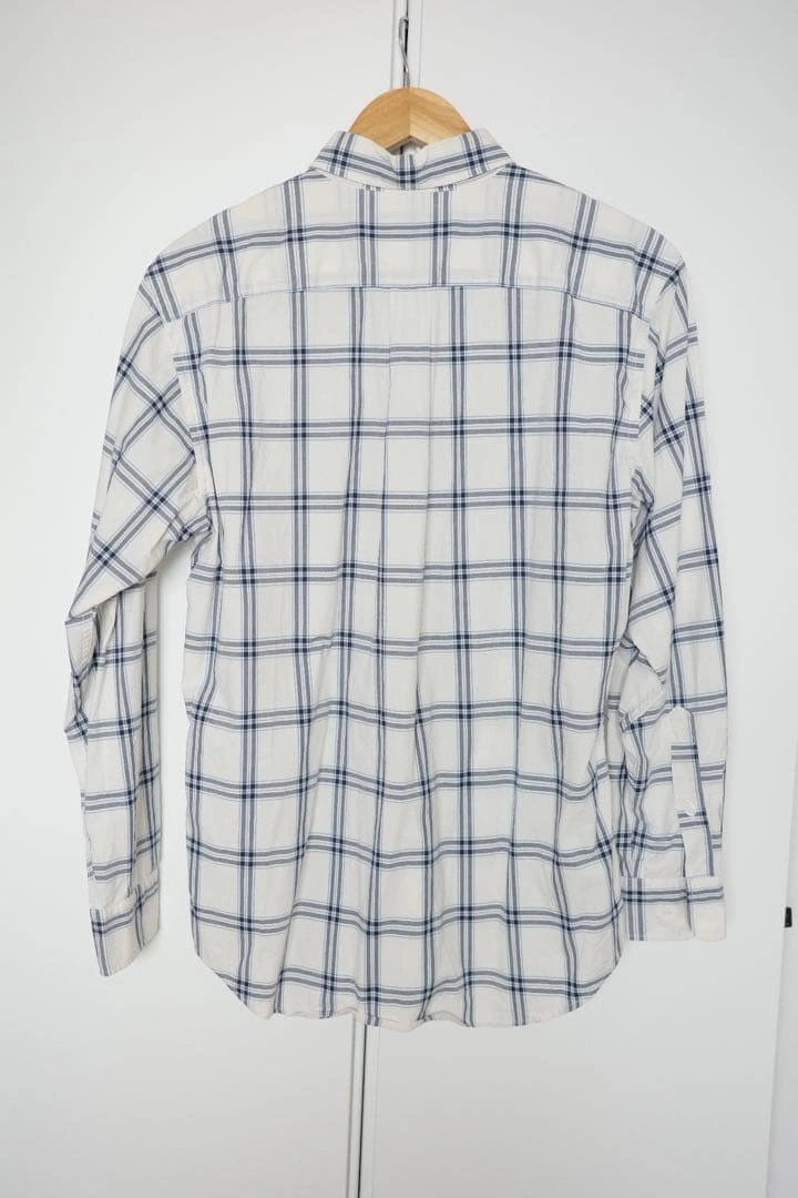 UNIQLO チェック柄 長袖シャツ M 水色 白の写真3枚目