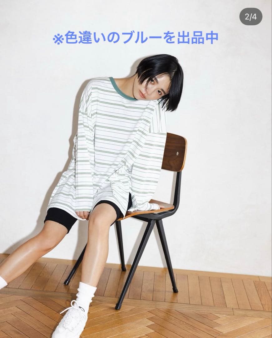 【新品】MULTI BORDER TOPS ブルー 忍舞着用 WOMの写真2枚目