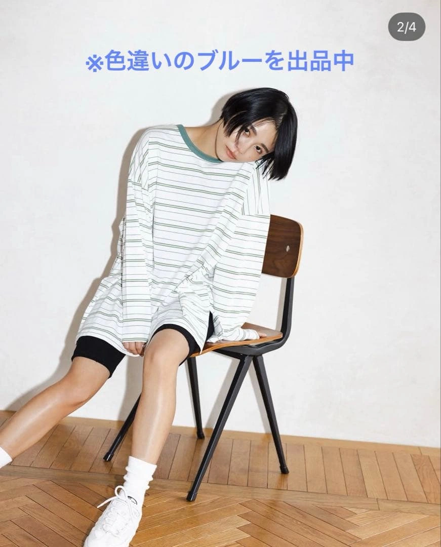 【新品】MULTI BORDER TOPS ブルー 忍舞着用 WOMの写真2枚目