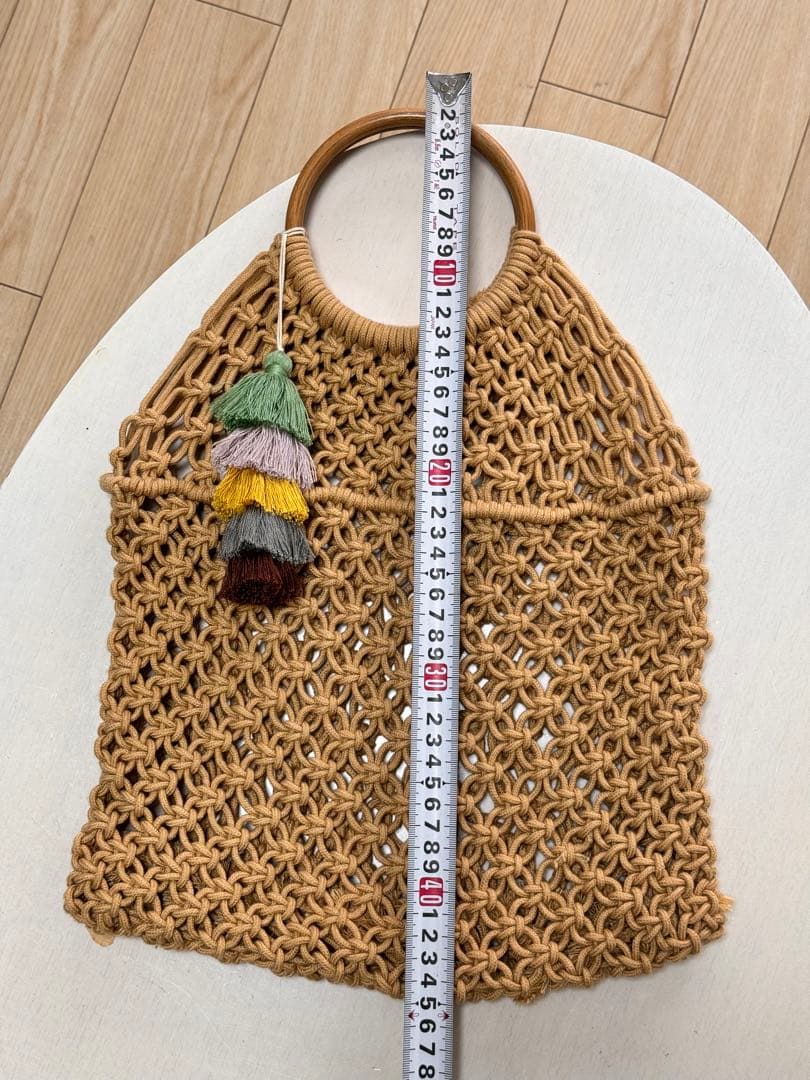編みバッグ 手提げ ハンドバッグ ベトナム製 ベージュの写真3枚目