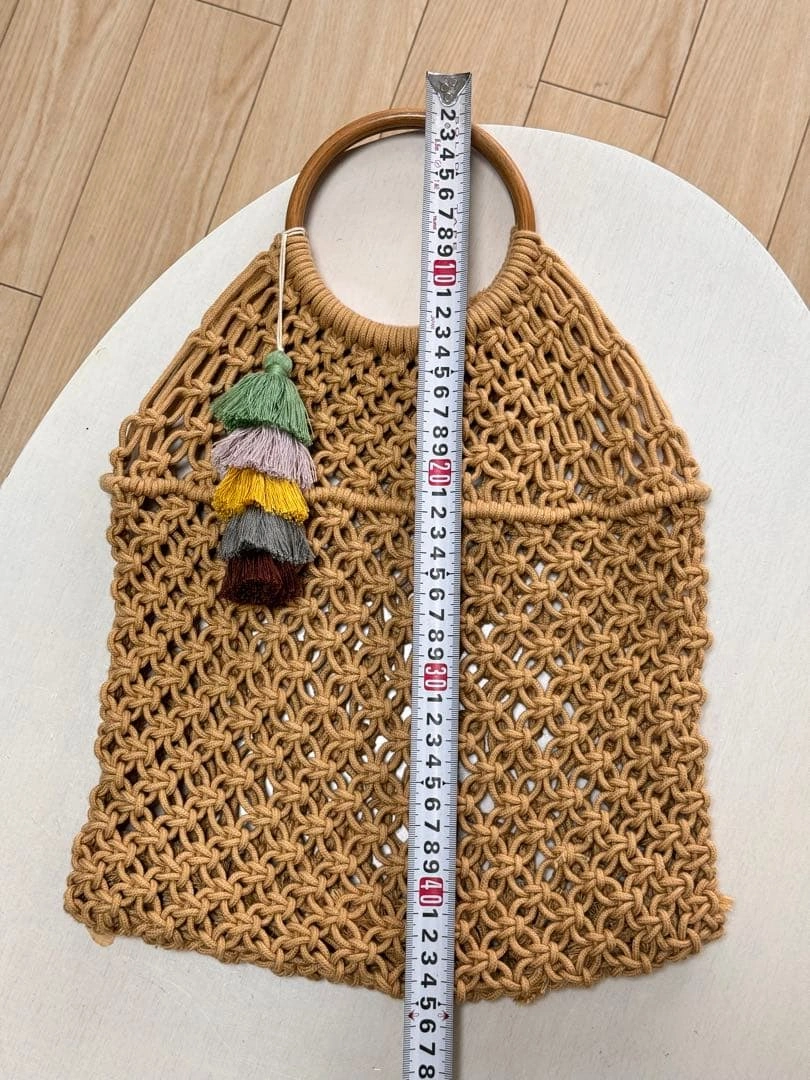 編みバッグ 手提げ ハンドバッグ ベトナム製 ベージュの写真3枚目