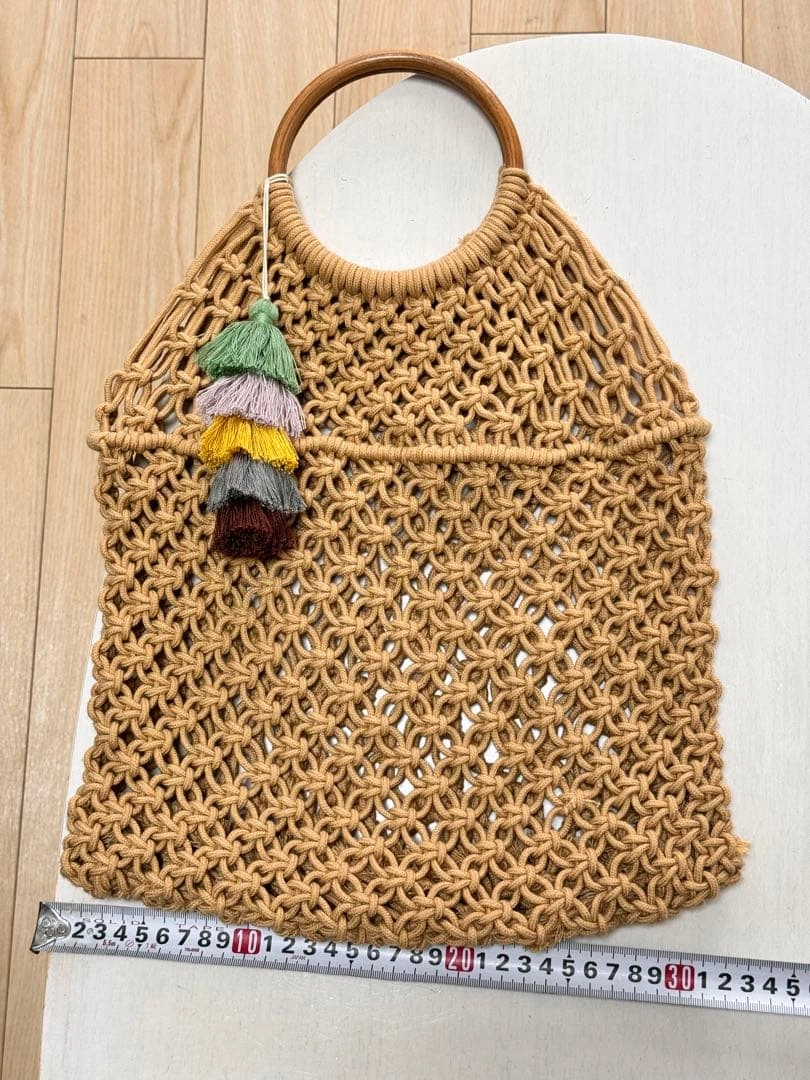 編みバッグ 手提げ ハンドバッグ ベトナム製 ベージュの写真4枚目