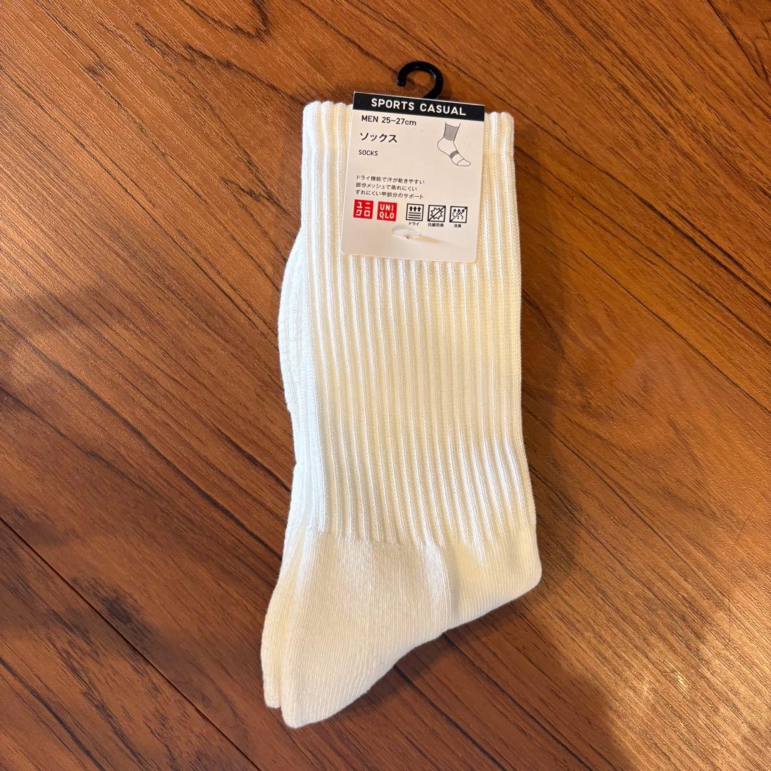 【未使用】UNIQLO オフホワイト リブデザイン ソックス