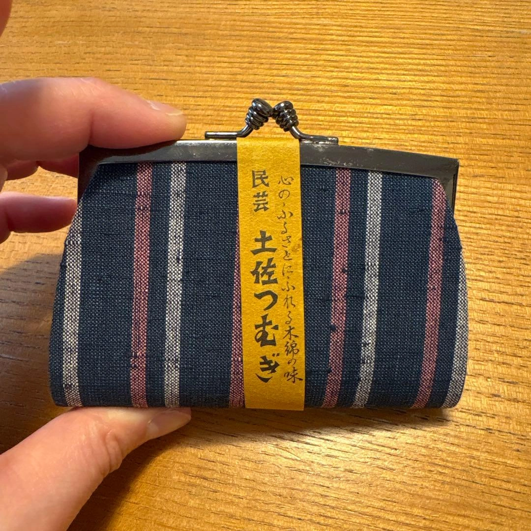 民芸 土佐つむぎ がま口財布