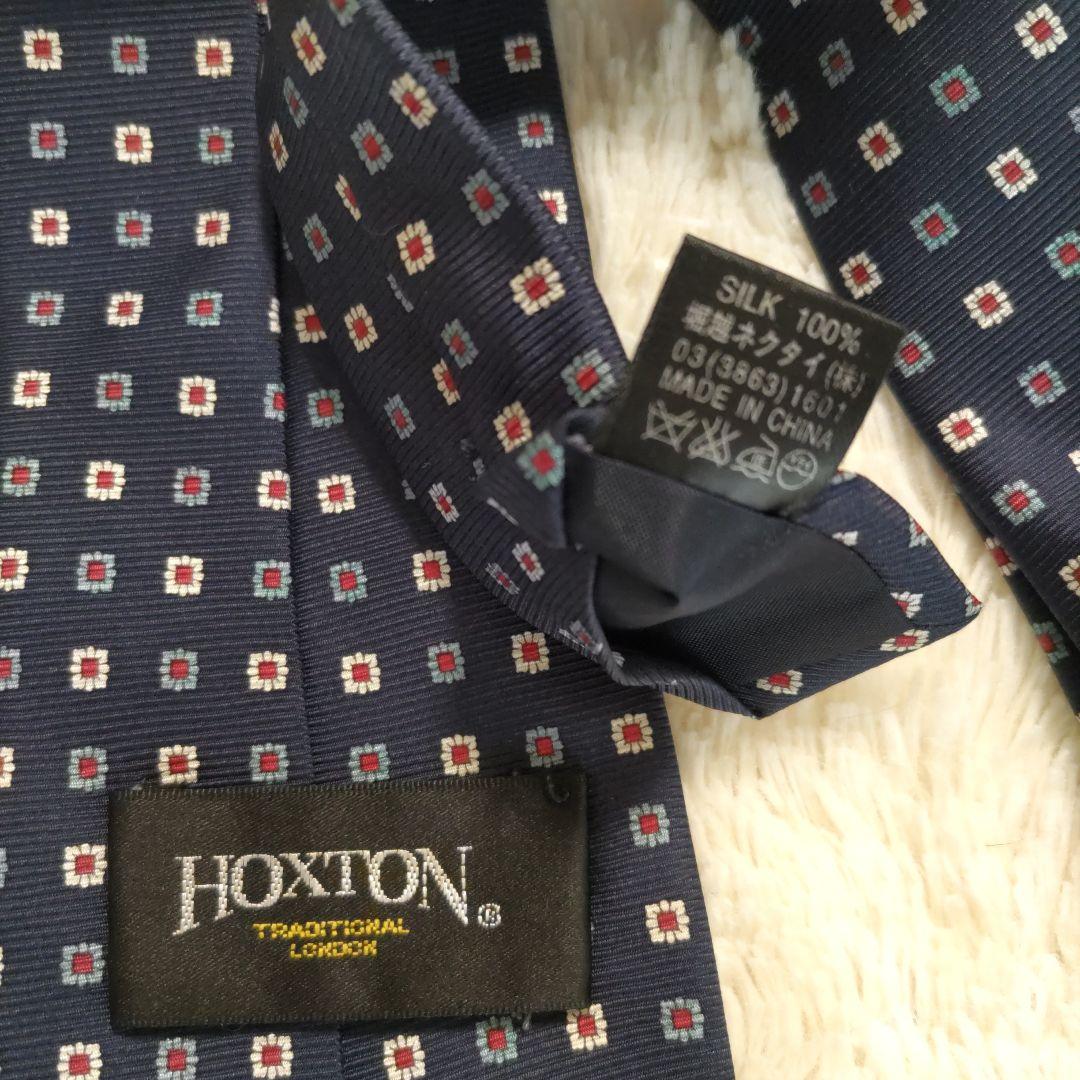 HOXTON シルク ワイドネクタイ ネイビーの写真2枚目
