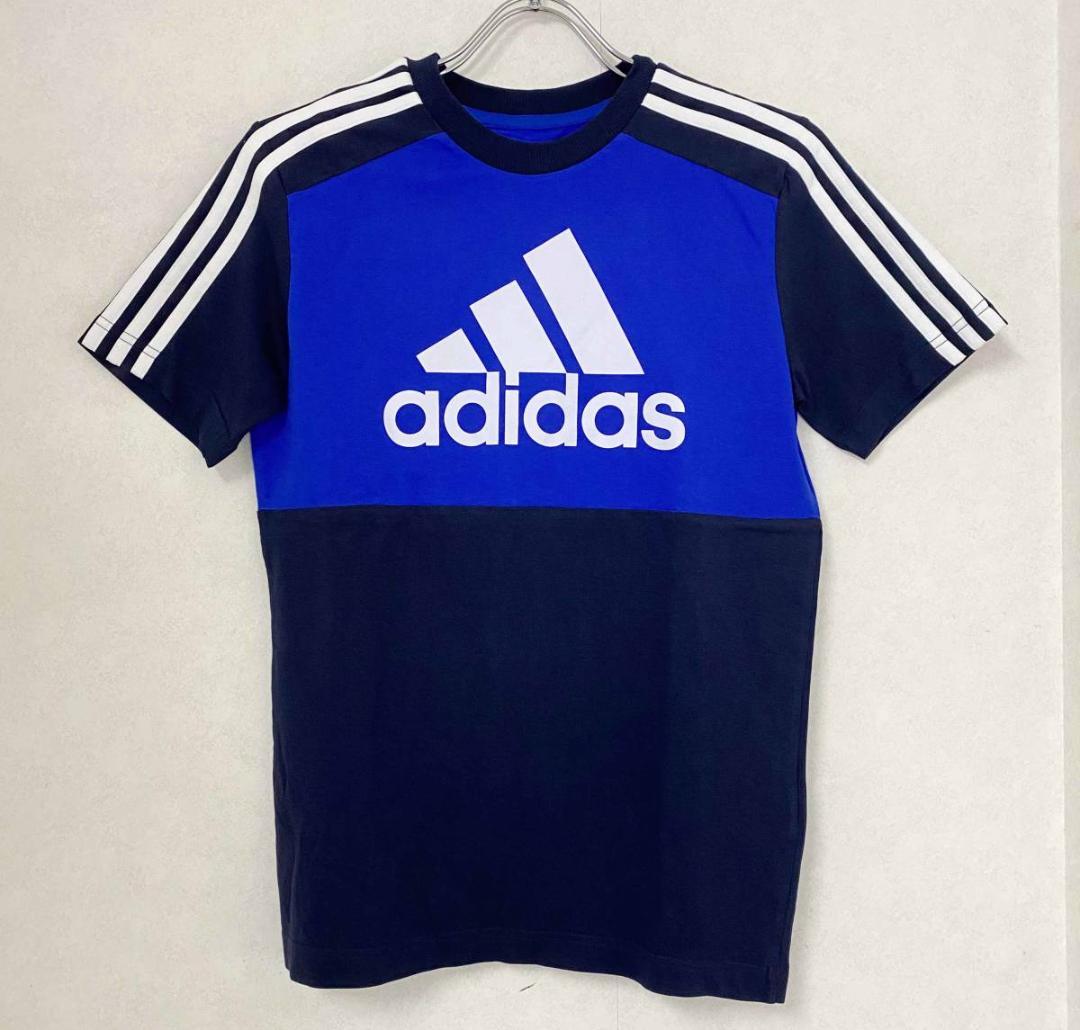 アディダス ジュニア 半袖Tシャツ ブルー 3ストライプ ティーン向けの写真2枚目