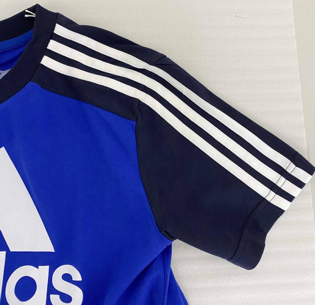 アディダス ジュニア 半袖Tシャツ ブルー 3ストライプ ティーン向けの写真4枚目