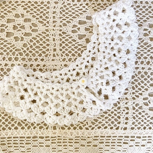 手編み つけ襟 白 ハンドメイド