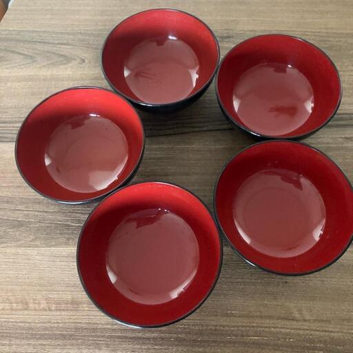お椀 5個セット 赤/黒 中古品