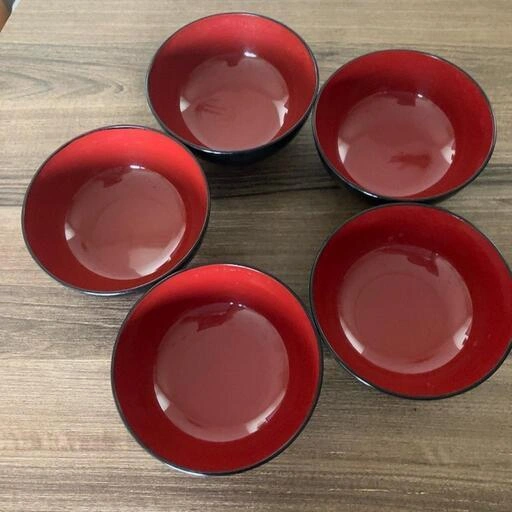 お椀 5個セット 赤/黒 中古品
