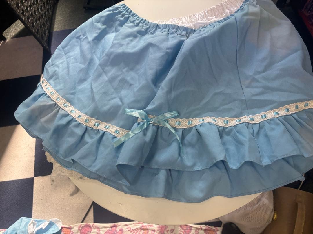 ライトブルーメイド服 ハート模様付き アリスモチーフの写真5枚目