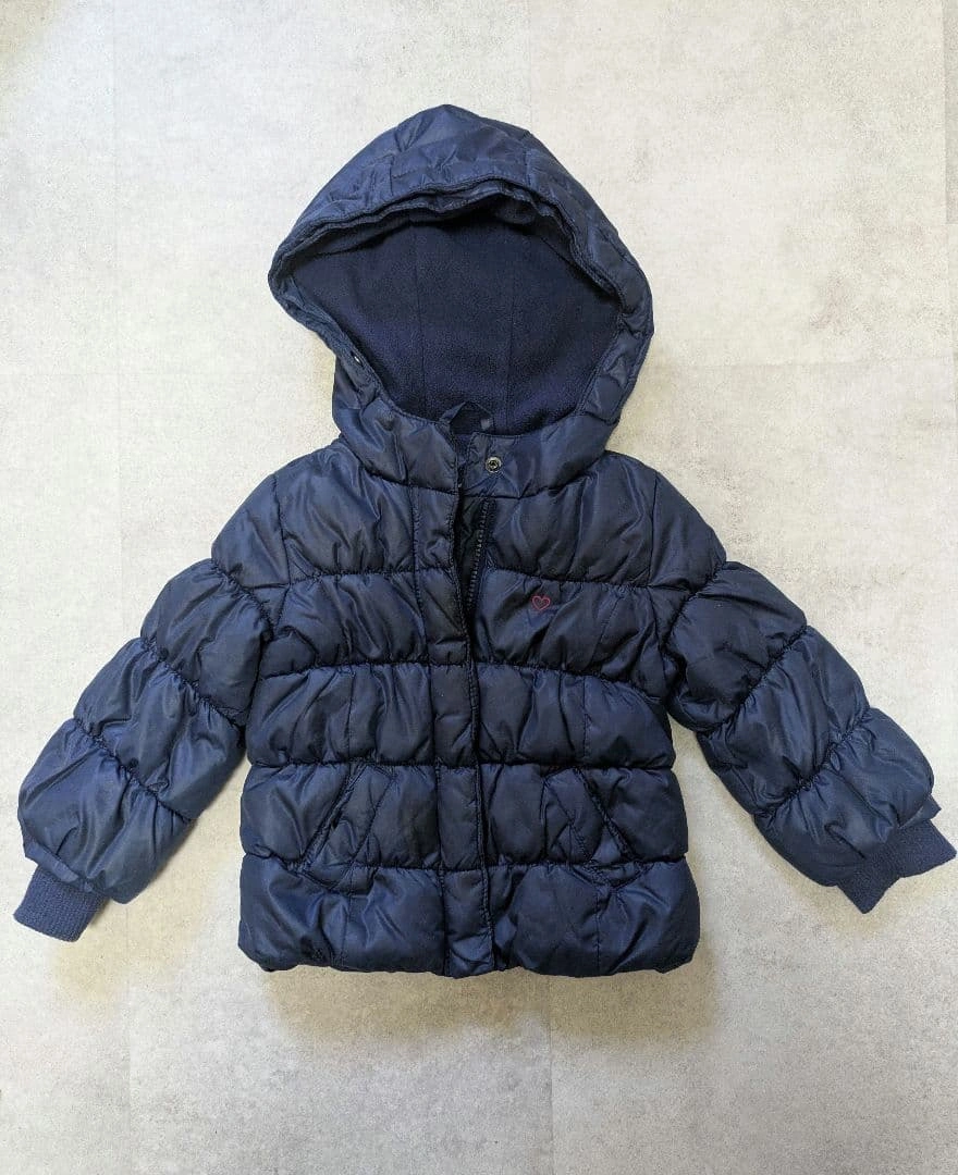 【美品】Baby GAP ダウン 裏起毛 ネイビー 95cm チャック ボタン