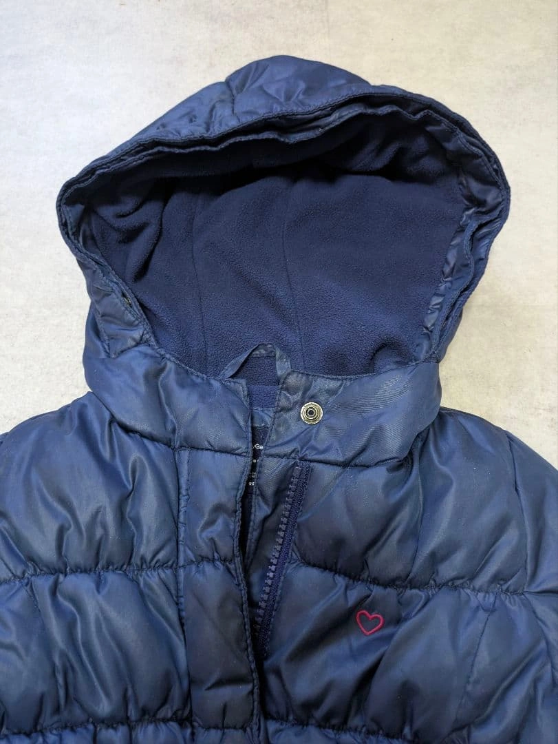 【美品】Baby GAP ダウン 裏起毛 ネイビー 95cm チャック ボタンの写真2枚目