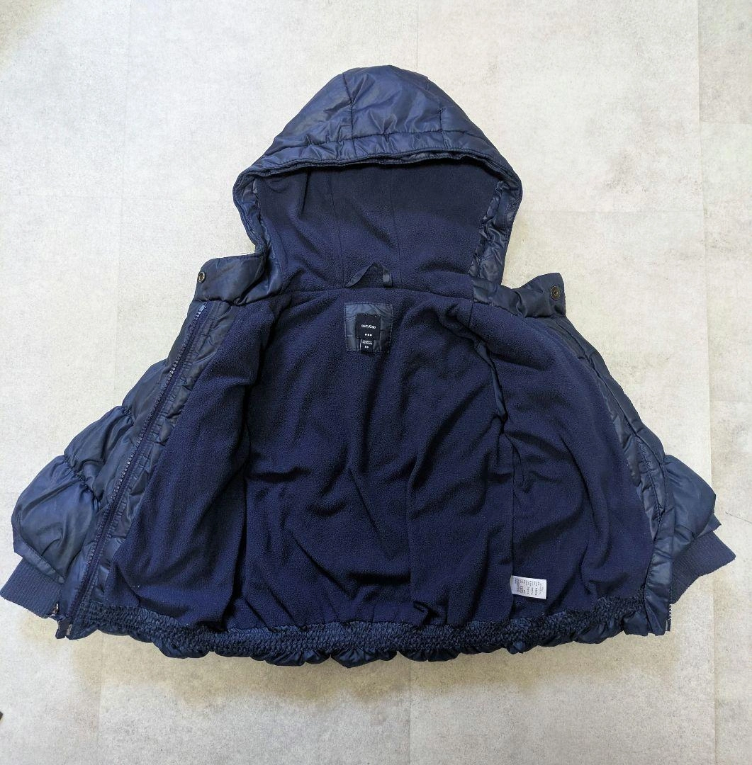 【美品】Baby GAP ダウン 裏起毛 ネイビー 95cm チャック ボタンの写真5枚目