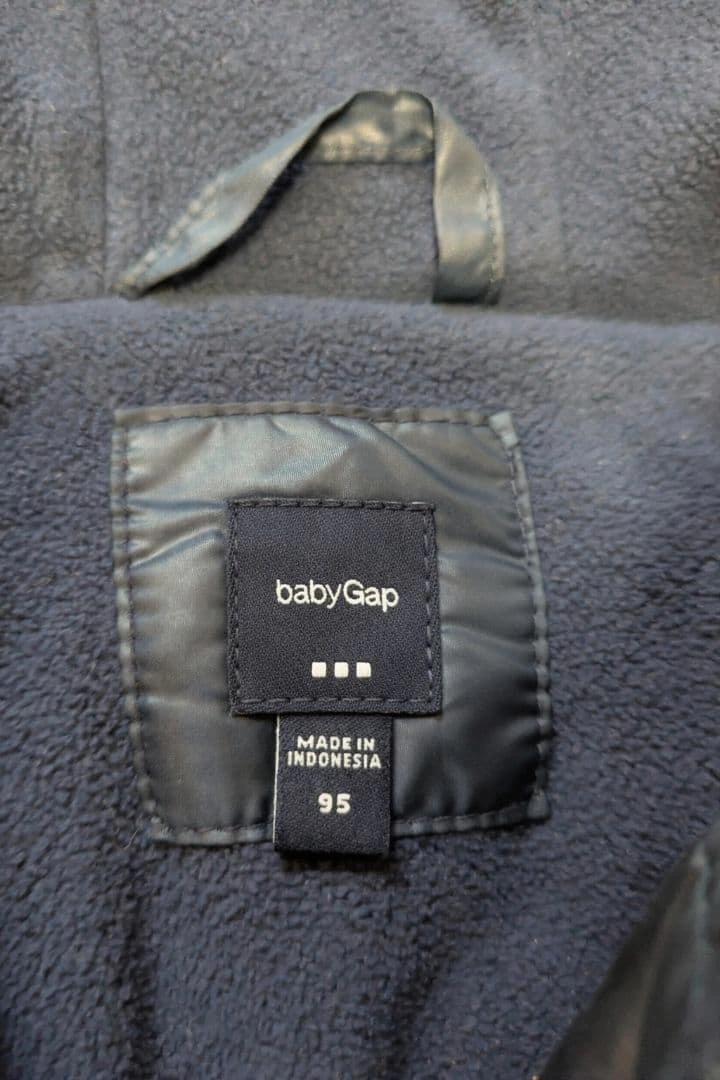 【美品】Baby GAP ダウン 裏起毛 ネイビー 95cm チャック ボタンの写真6枚目