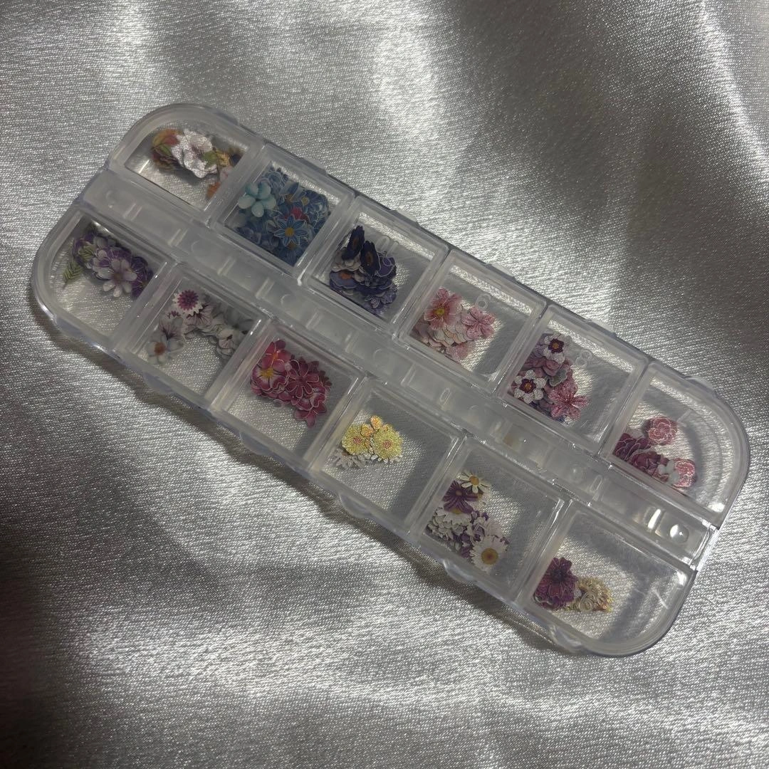 レジン 封入パーツ ガラスのカレット12色 押し花風12種類 2点セットの写真3枚目