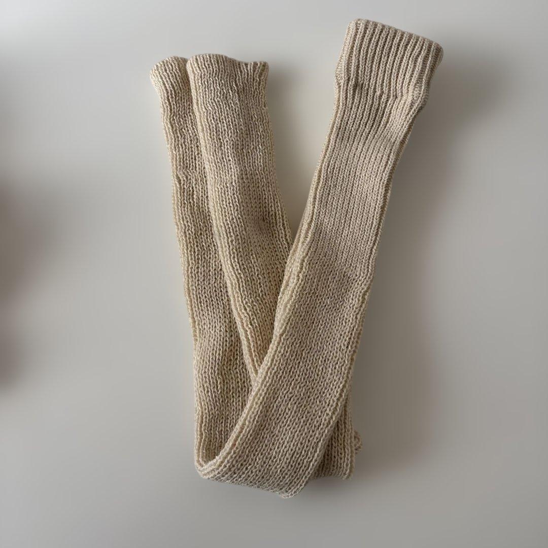 Tabio 靴下屋リブ編み ペールベージュ レッグウォーマーの写真3枚目