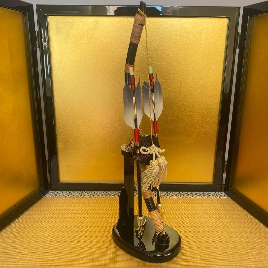 【伊達政宗公 五月人形 兜飾り(甲冑師 慶山作)弓太刀・屏風付き/箱あり】の写真6枚目
