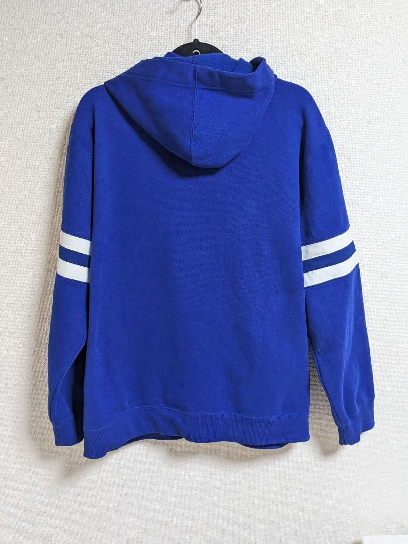 新品 USA製 DKNY JEANS ジップパーカー M ブルー ビッグロゴの写真5枚目