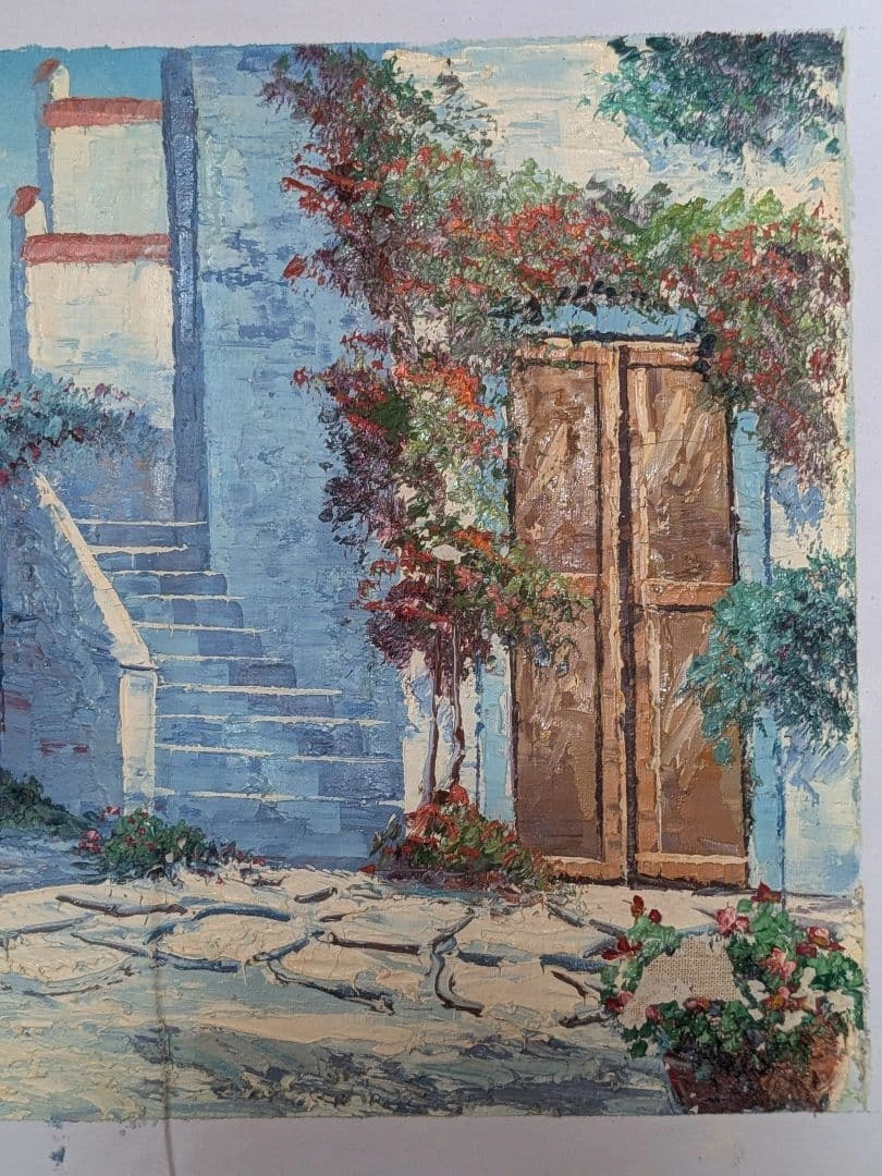 「海辺の花咲く階段」油彩原画 32×42cmの写真3枚目