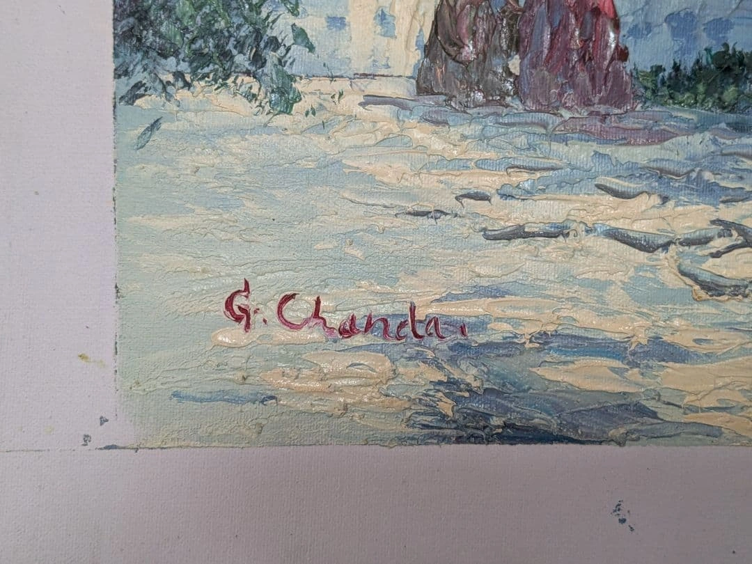「海辺の花咲く階段」油彩原画 32×42cmの写真4枚目