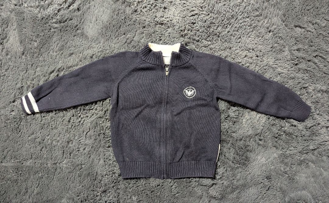 【美品】ARMANIJUNIOR アルマーニジュニア ニットブルゾン80cm 紺