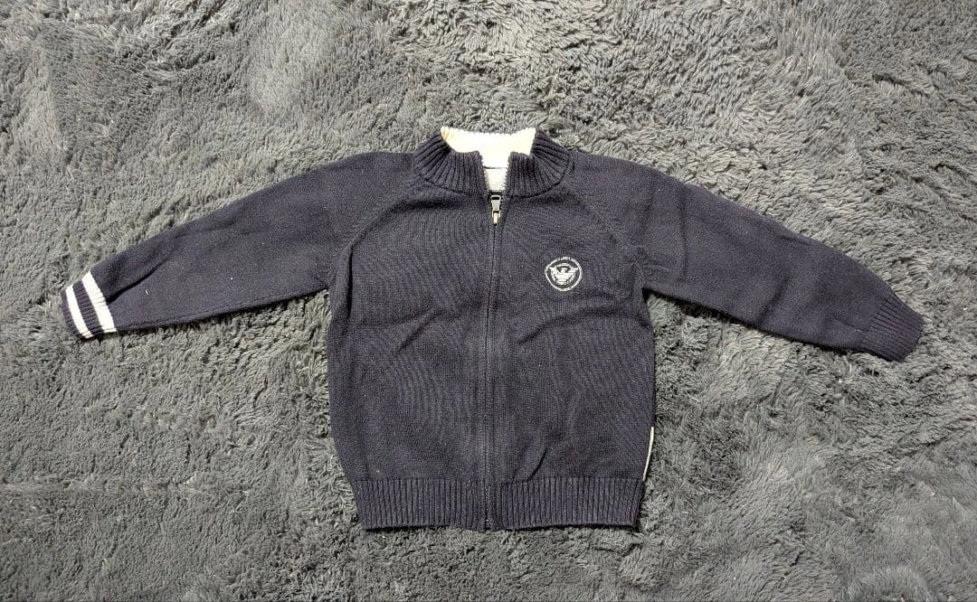 【美品】ARMANIJUNIOR アルマーニジュニア ニットブルゾン80cm 紺