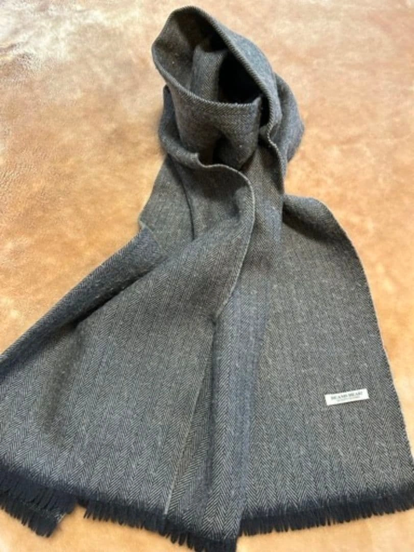 【極美品】BEAMS HEART ウール100% ヘリンボーン マフラー 日本製