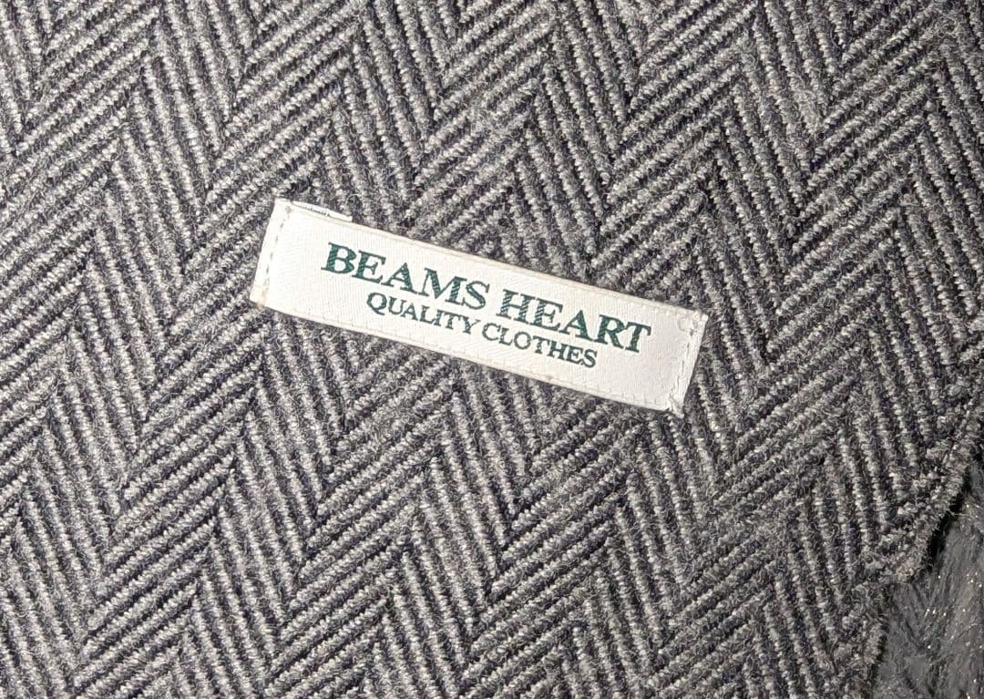 【極美品】BEAMS HEART ウール100% ヘリンボーン マフラー 日本製の写真5枚目