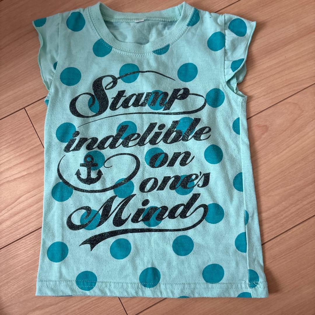 水色ドット柄 Tシャツ 95サイズ