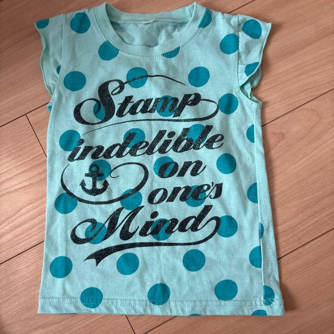 水色ドット柄 Tシャツ 95サイズ