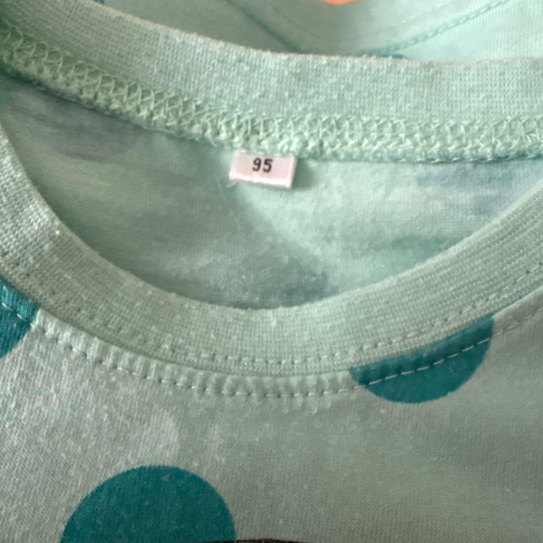 水色ドット柄 Tシャツ 95サイズの写真3枚目