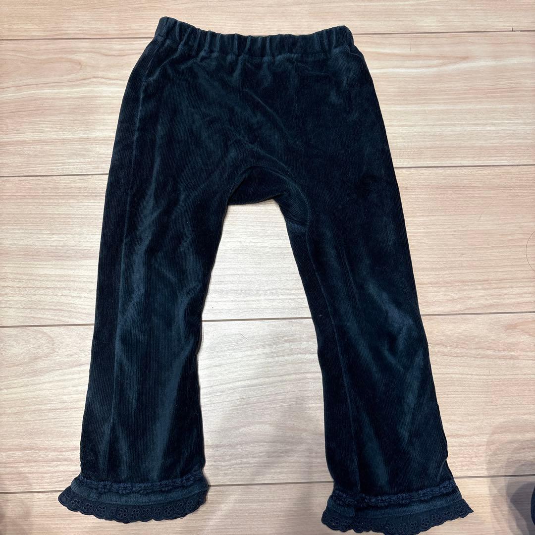 ブラックフリル裾パンツ 95サイズ コーデュロイ