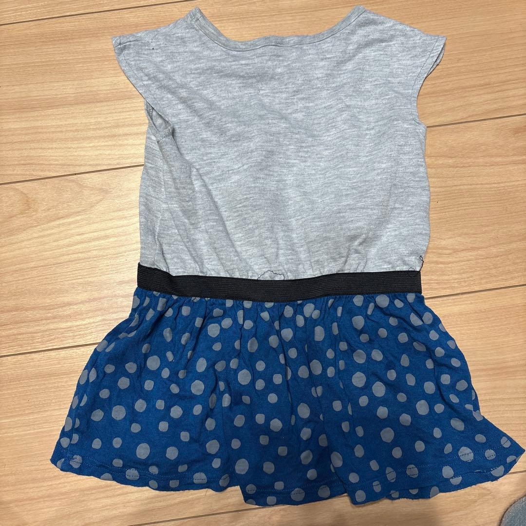 95cm グレー×ネイビー ポルカドットワンピースの写真2枚目