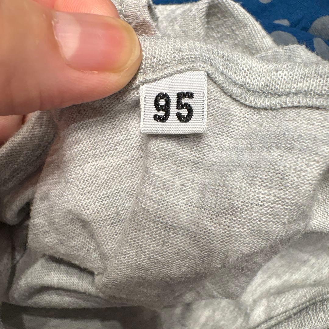 95cm グレー×ネイビー ポルカドットワンピースの写真3枚目