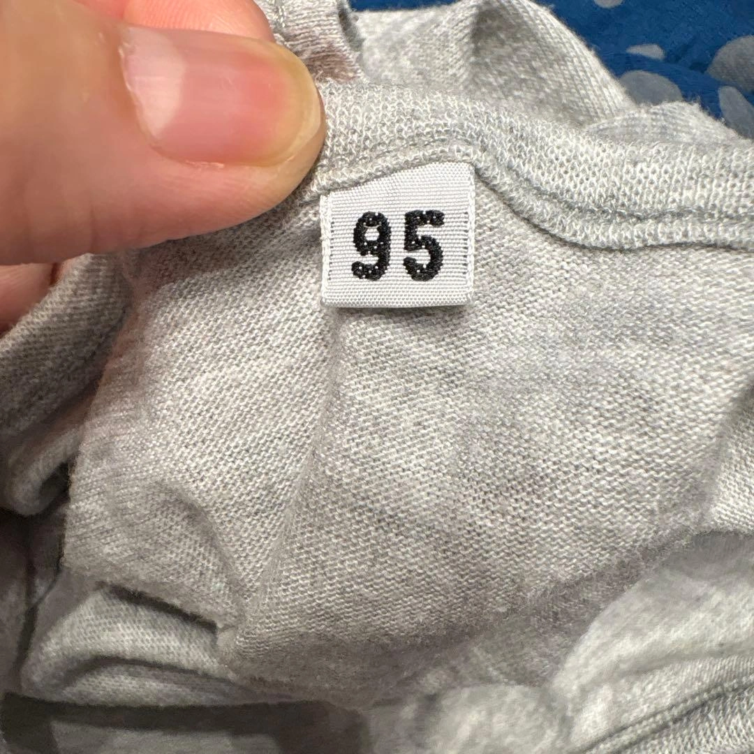 95cm グレー×ネイビー ポルカドットワンピースの写真3枚目