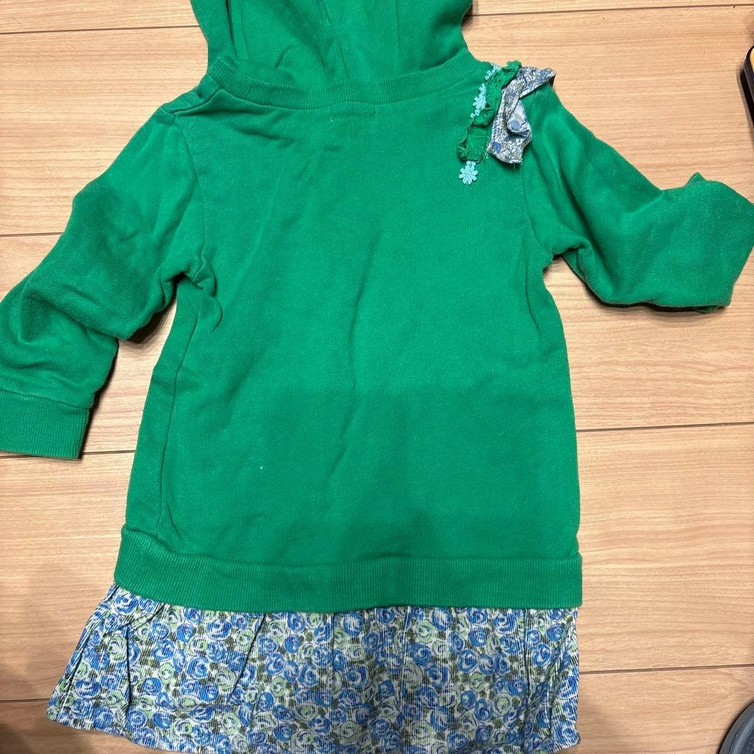 RAG MART フード付きトレーナー 95cm グリーンの写真2枚目