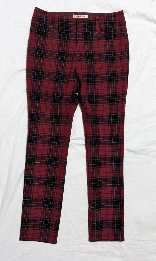 美品 Apuweiser-riche タータンチェック スリムパンツ 赤 美脚の写真2枚目